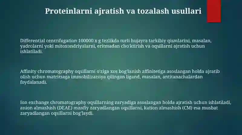 Oqsil moddalariga xos tajribalar 3