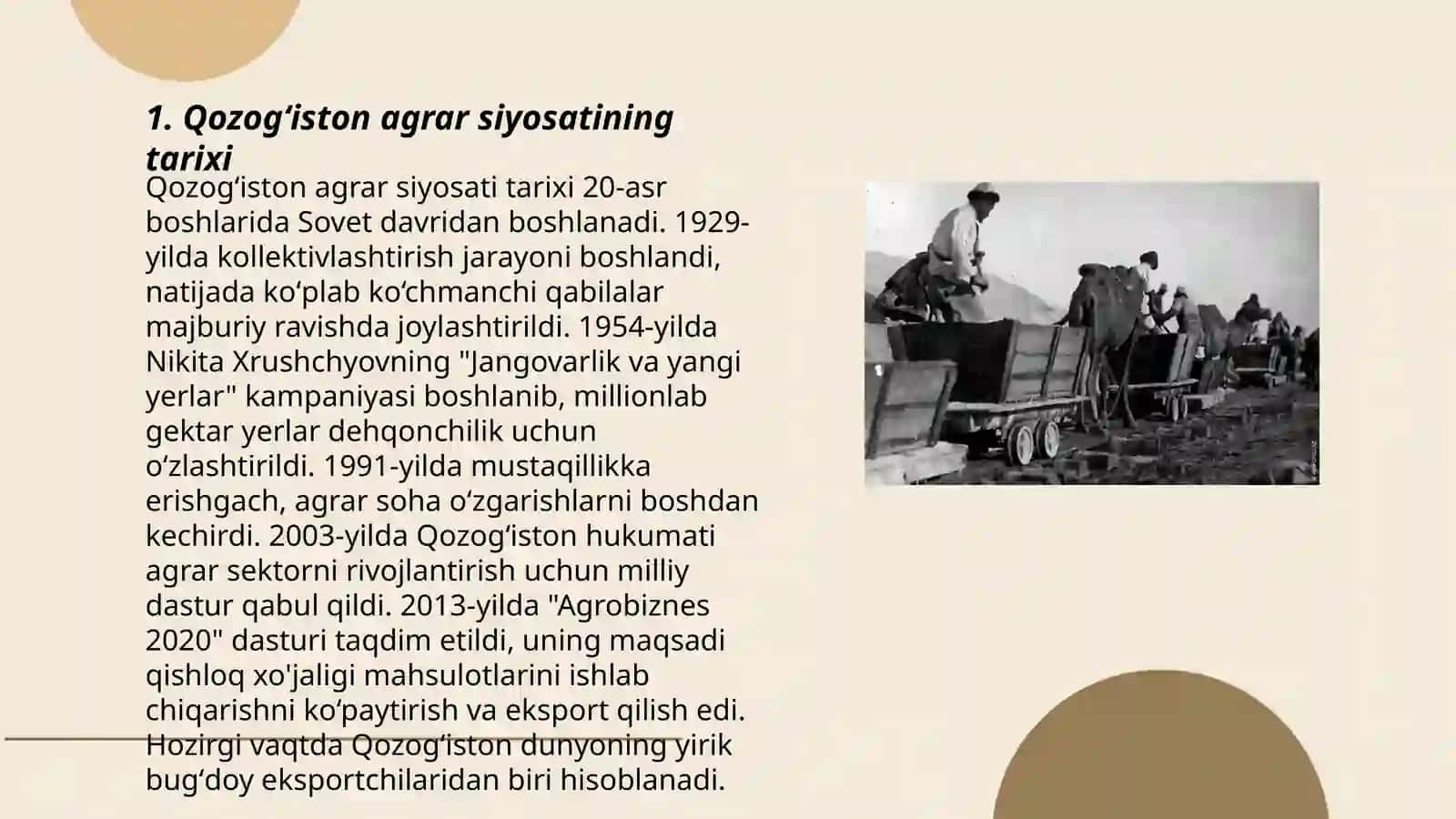 Qozogʻistonda agrar siyosat rivojlanishi 3