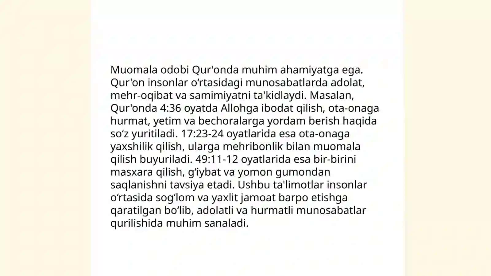Qur'oni Karim va hadisi sharifda muomala chiroyli so'z xususida 3