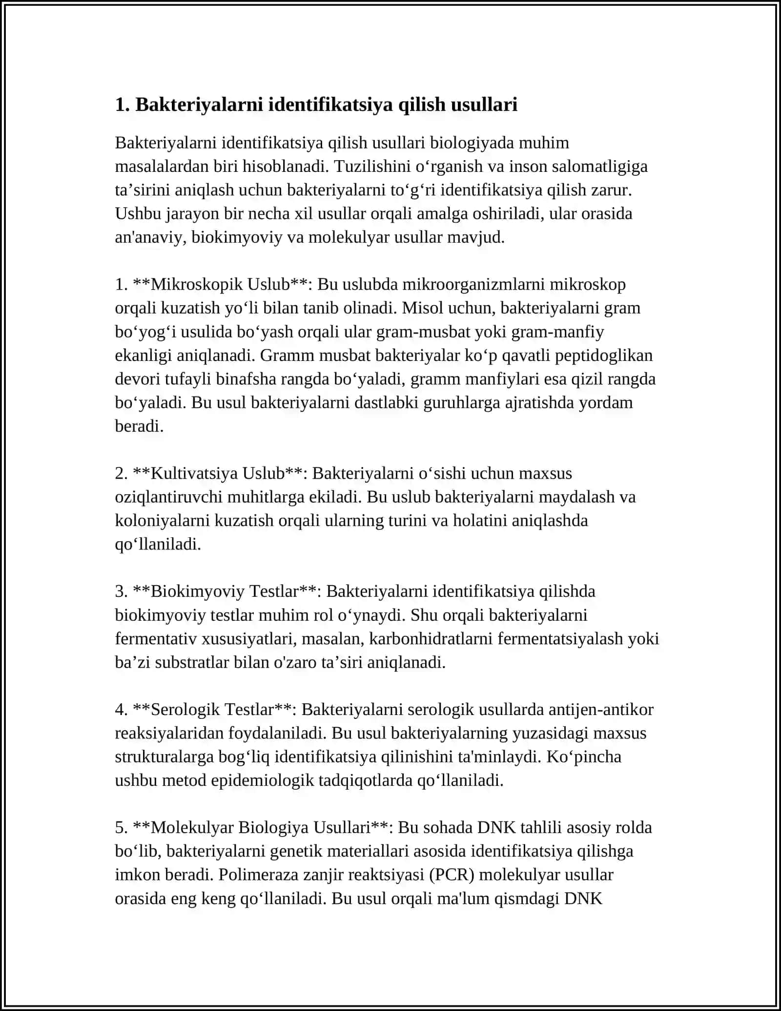 MUSTAQIL ISH Mavzu: BAKTERIYALARNI,, BERJI” ANIQLAGICHI 3