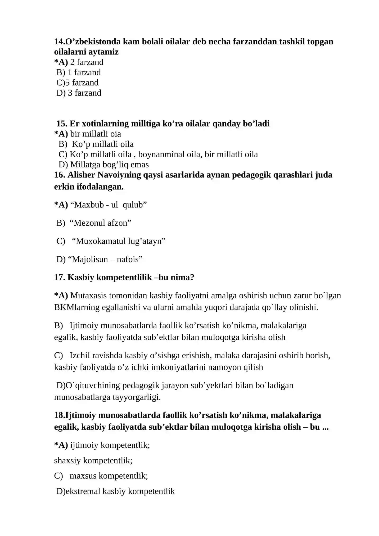 PEDAGOGIKADAN TEST SAVOLLARI 3