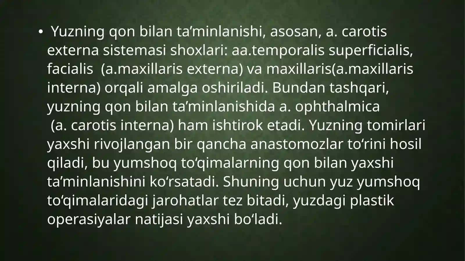yuzni qon bilan ta'minlanishi 3