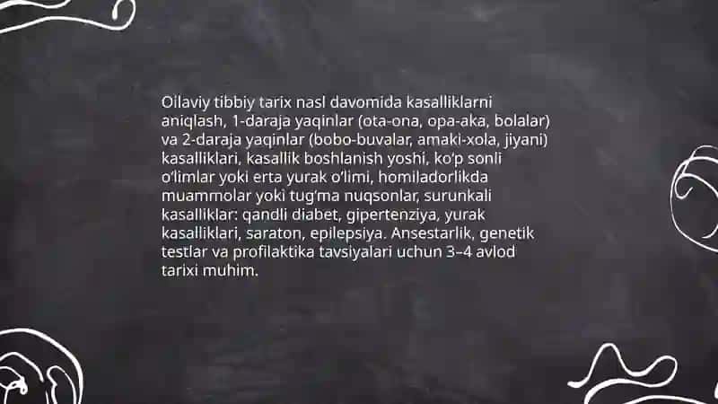 Oilaviy tibbiy tarix 3