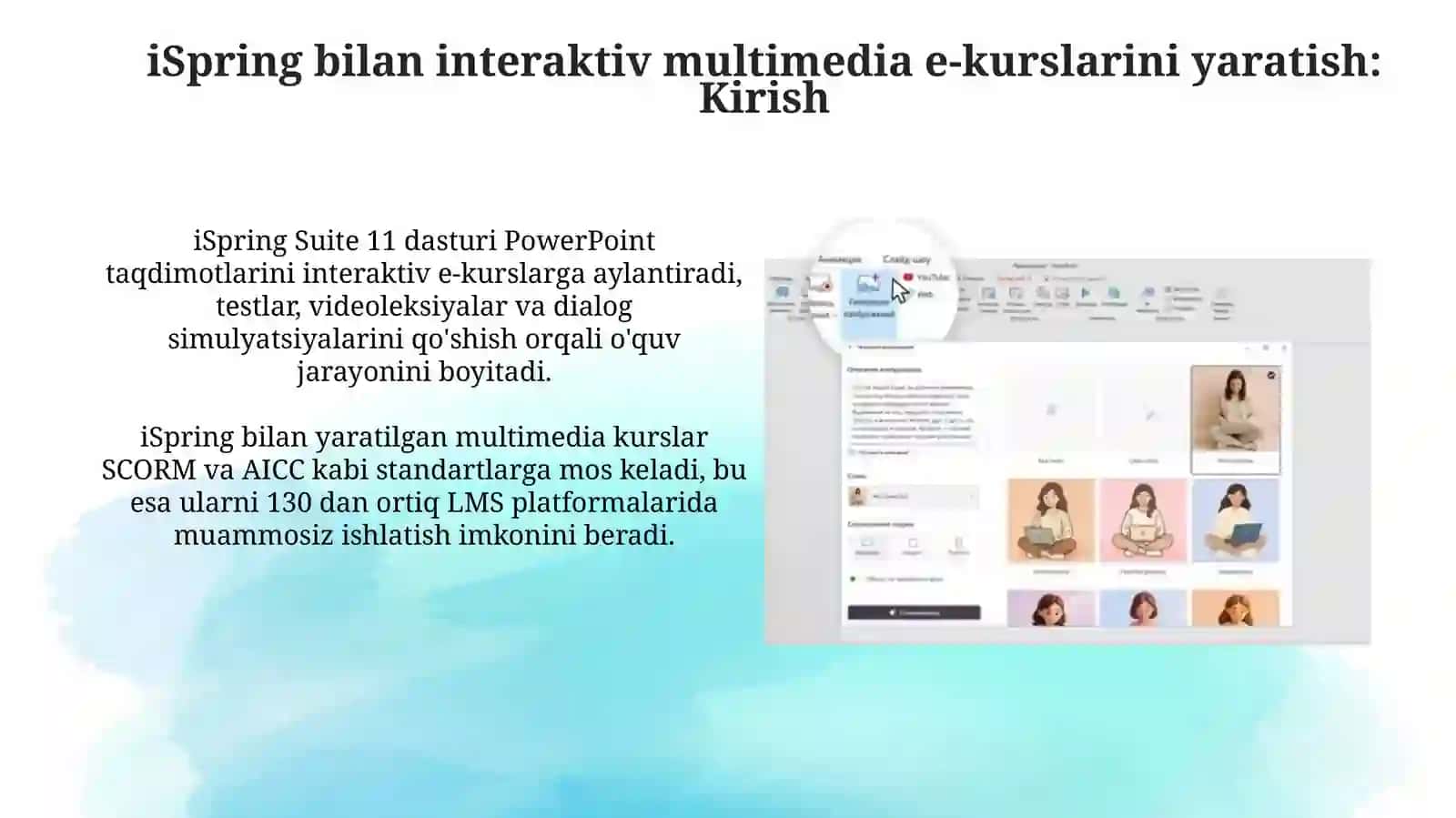 iSpring dasturi yordamida multimediali interaktiv elektron kurs yaratish 3