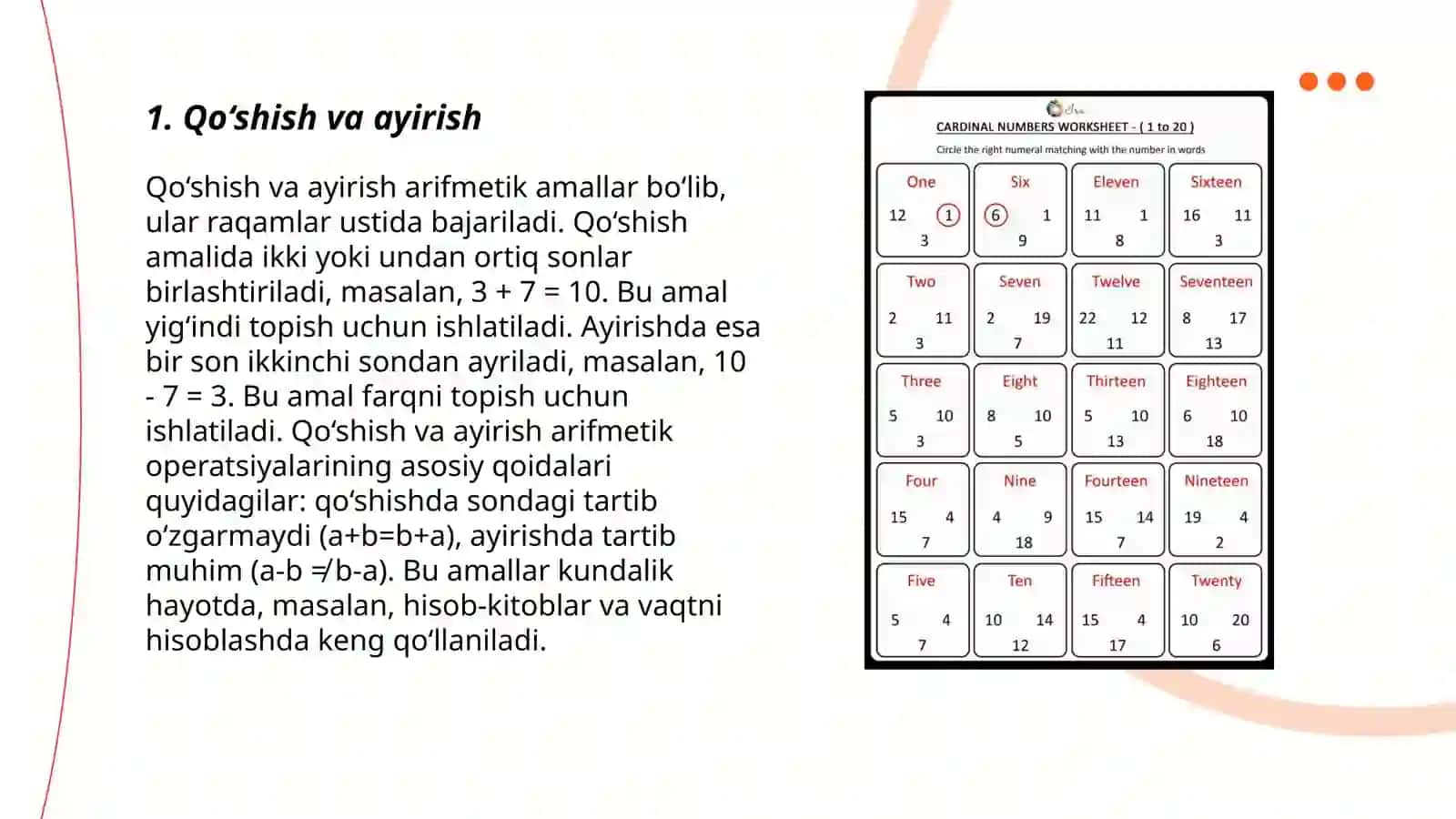 Qo‘shish va ayirish 3