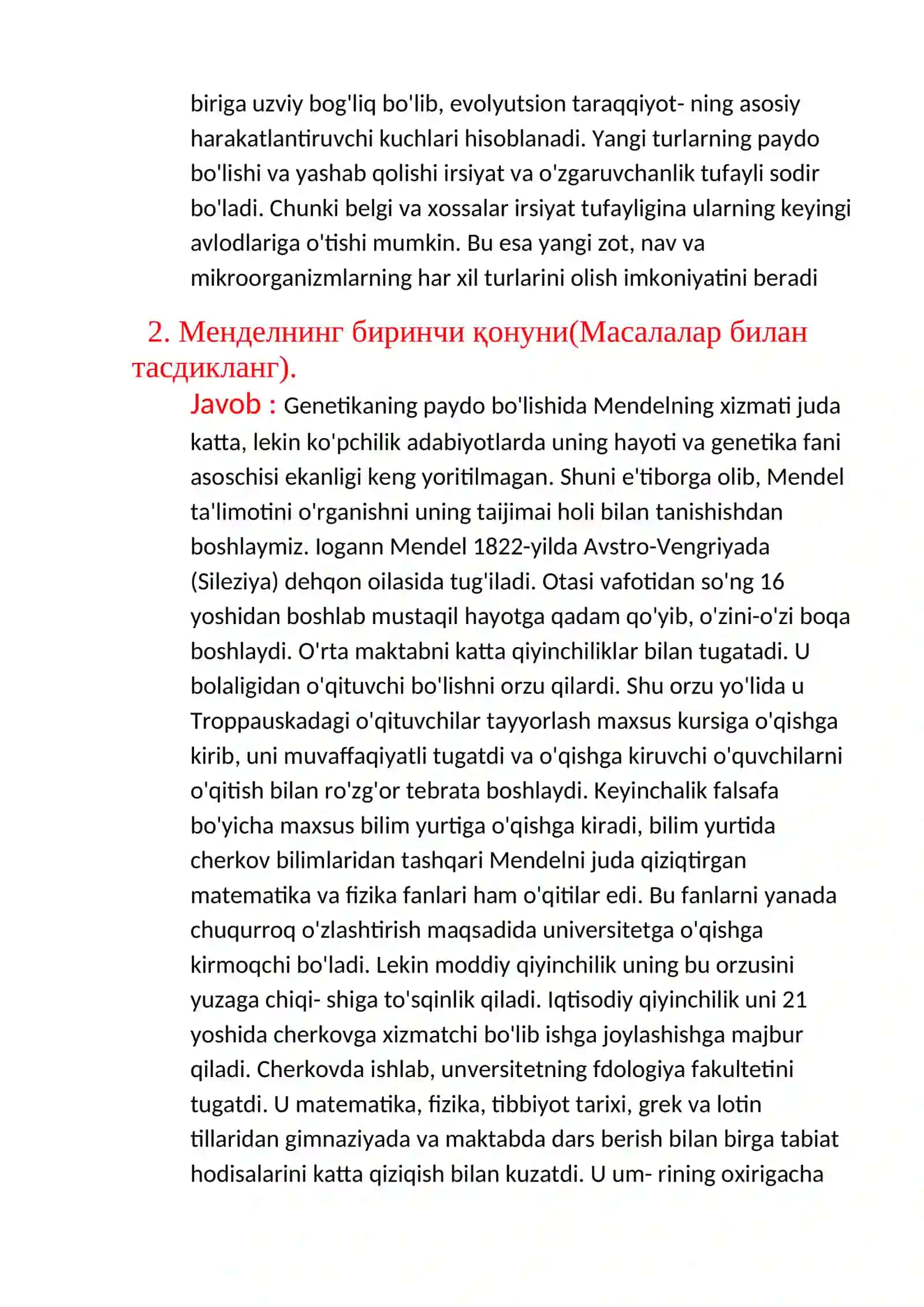 ГЕНЕТИКА БЎЛИМИ БЎЙИЧА САВОЛЛАР 3