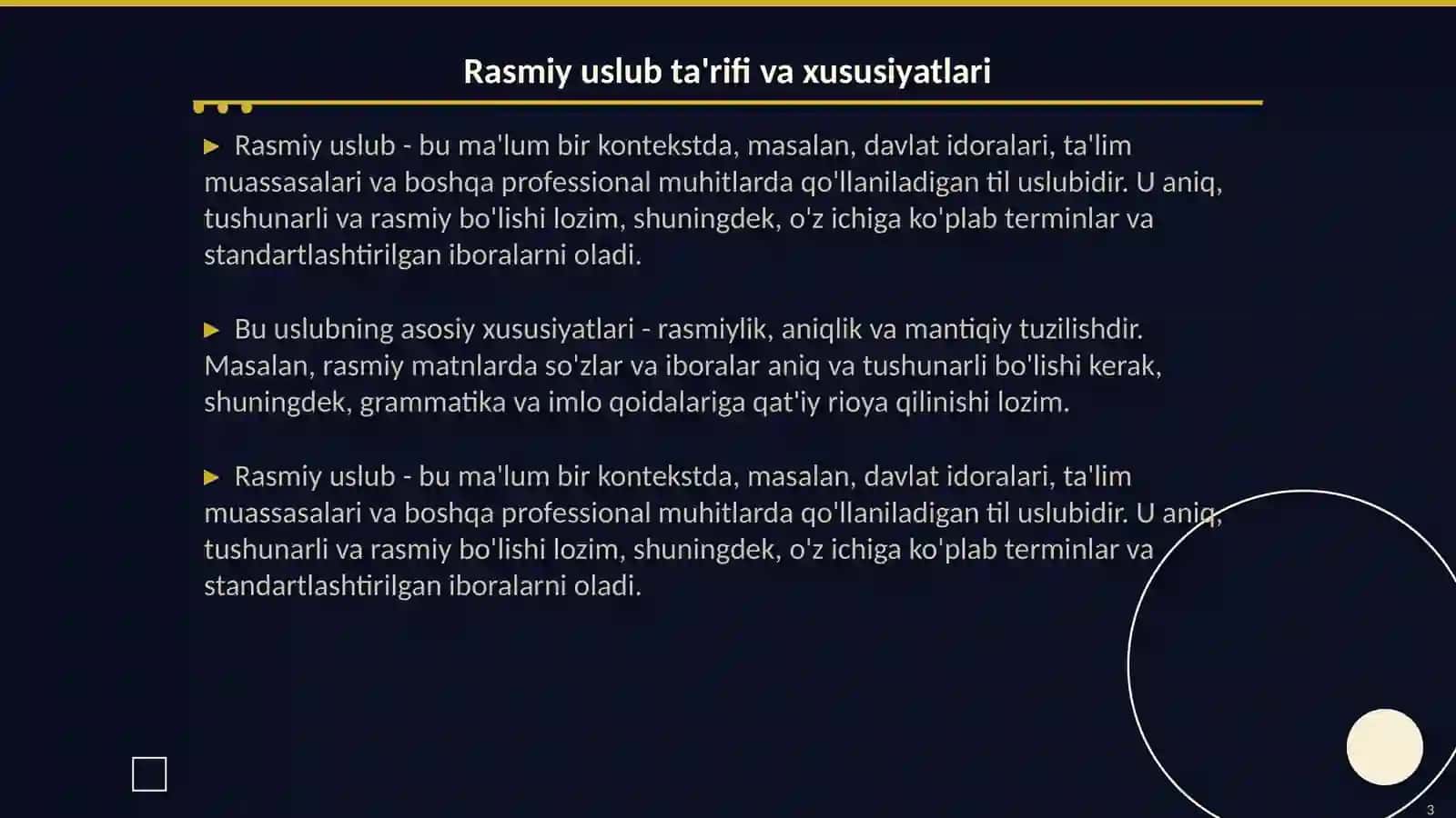 Rasmiy uslubga oid matnlar bilan ishlash 3
