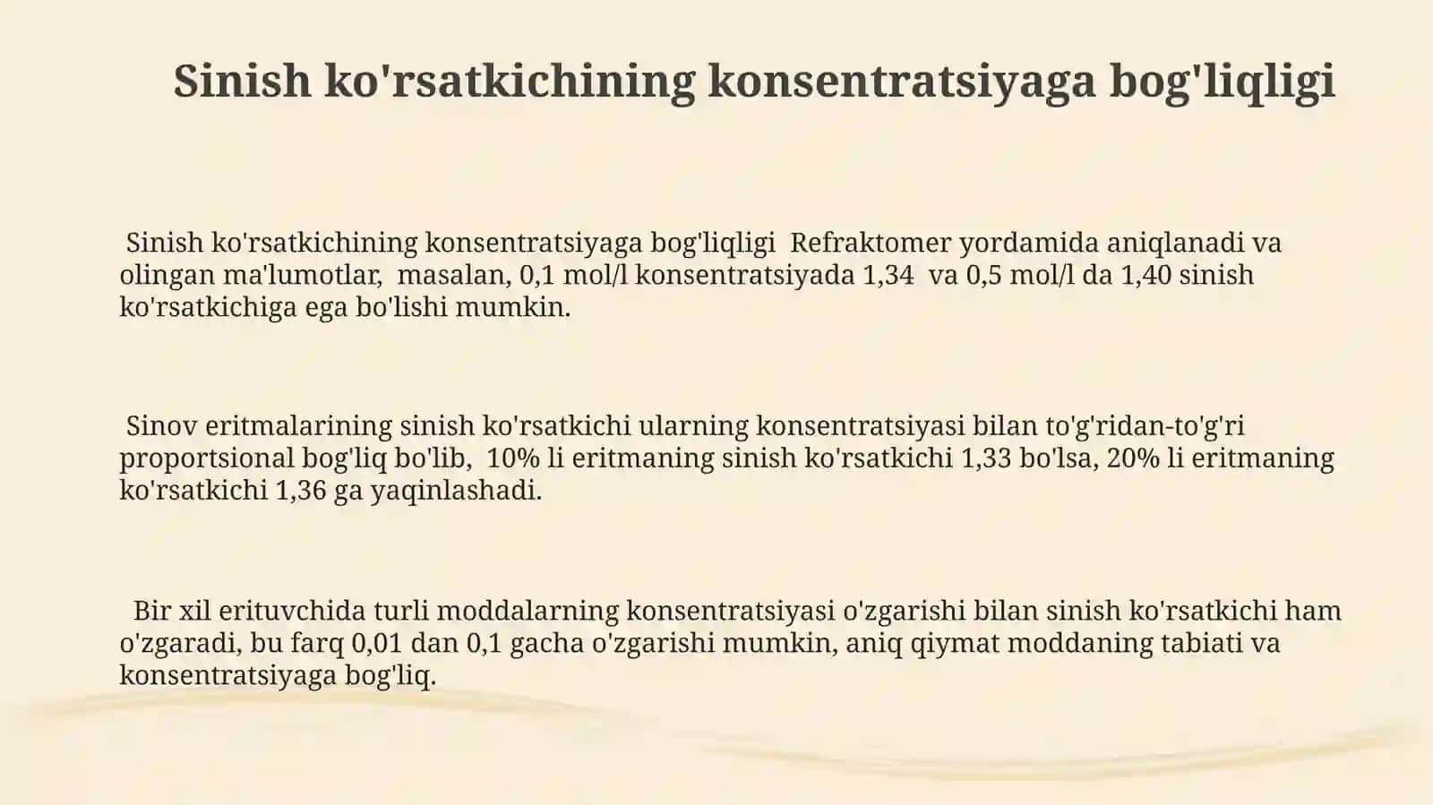 Moddalarning sindirish kòrsatkichi va molekular refraksiya. Elektromagnit tòlqinlar haqida tushuncha 3