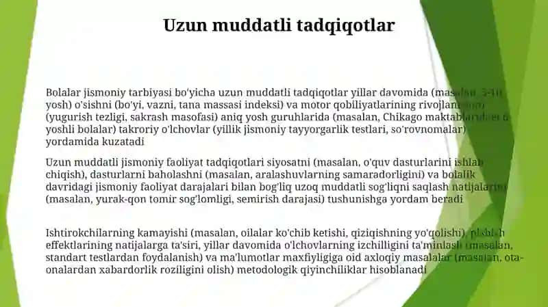 Bolalar jismoniy tarbiyasining tadqiqot metodlari 3