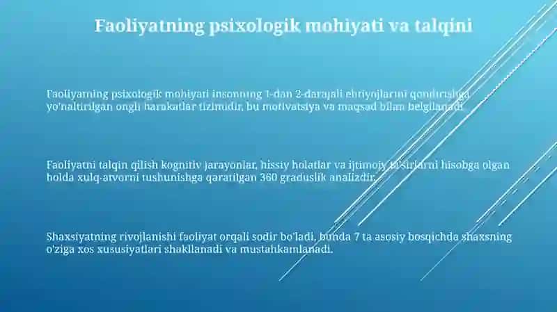 Faoliyatning psixologik talqini 3