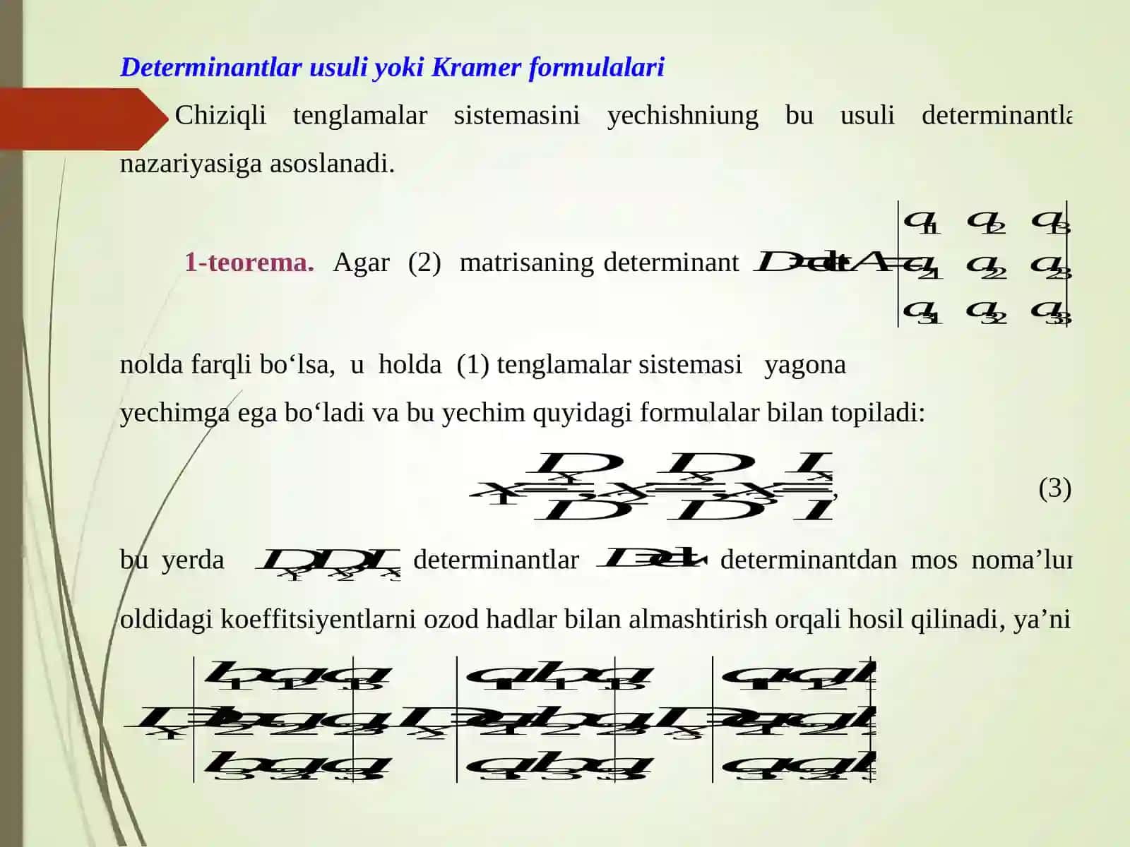 Chiziqli tenglamalar sistemasini yechish 3