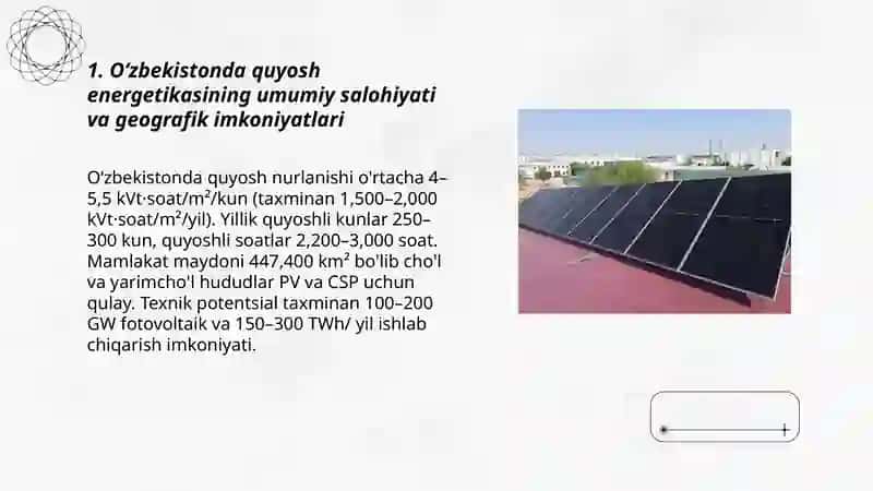 Oʻzbekistonda quyosh energetikasining ahamiyati 3