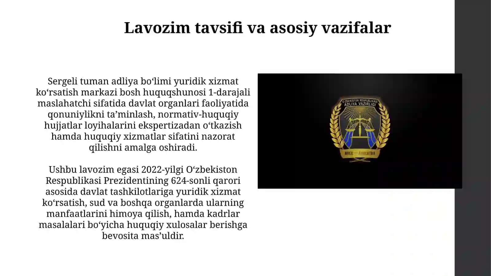 Sergeli tumani adliya bo'limi yuridik xizmat ko'rsatish markazi 3