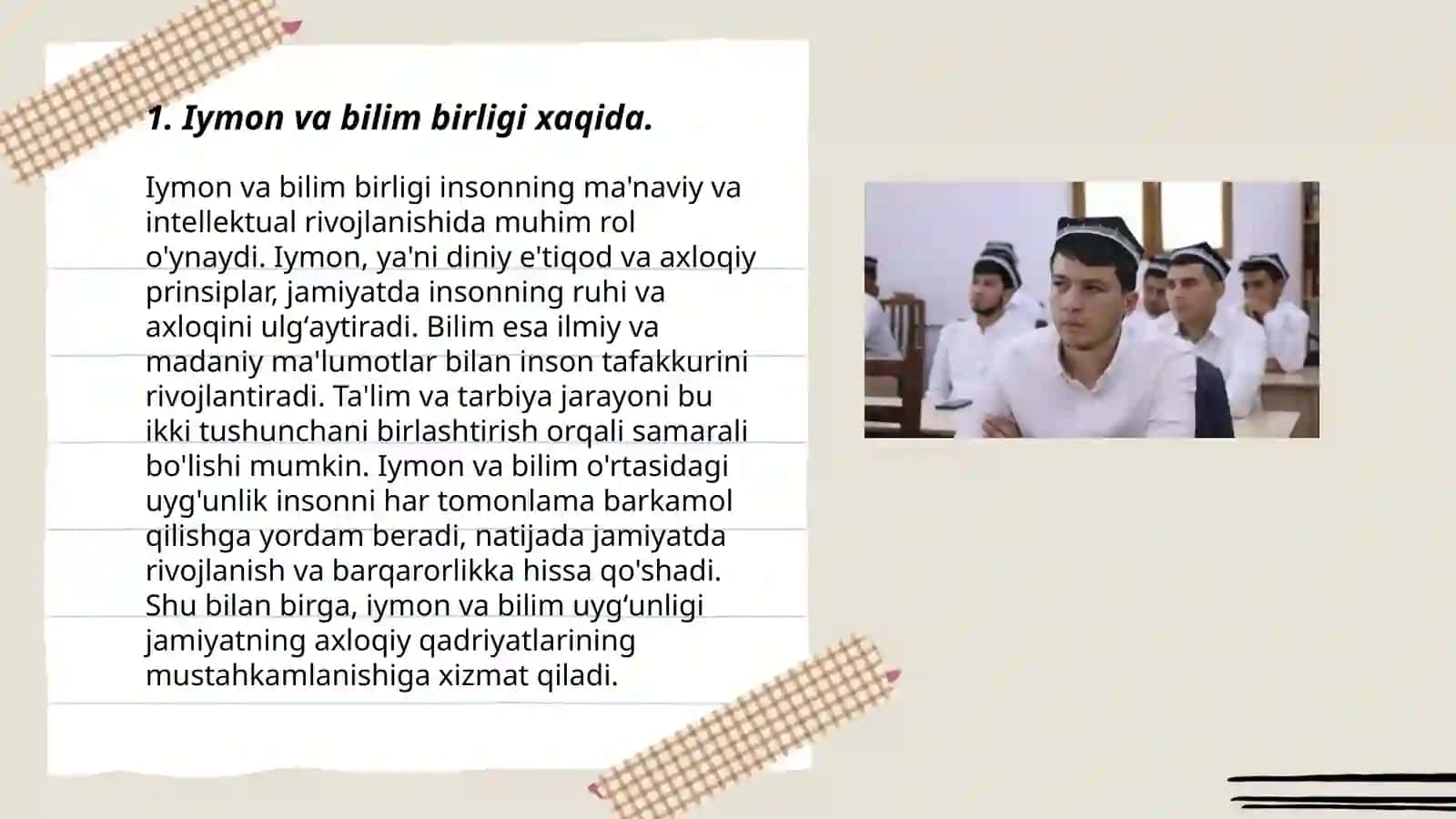 Iymon va bilim birligi xaqida 3