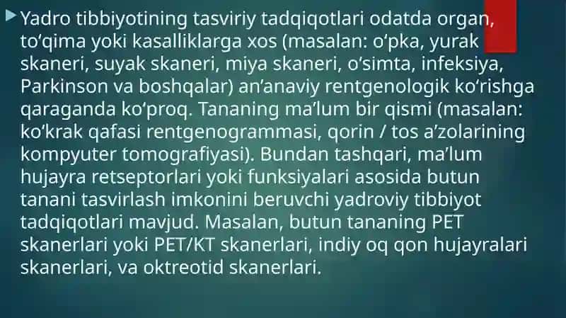 YADRO KIMYONING TIBBIYOTDAGIOʻRNI 3