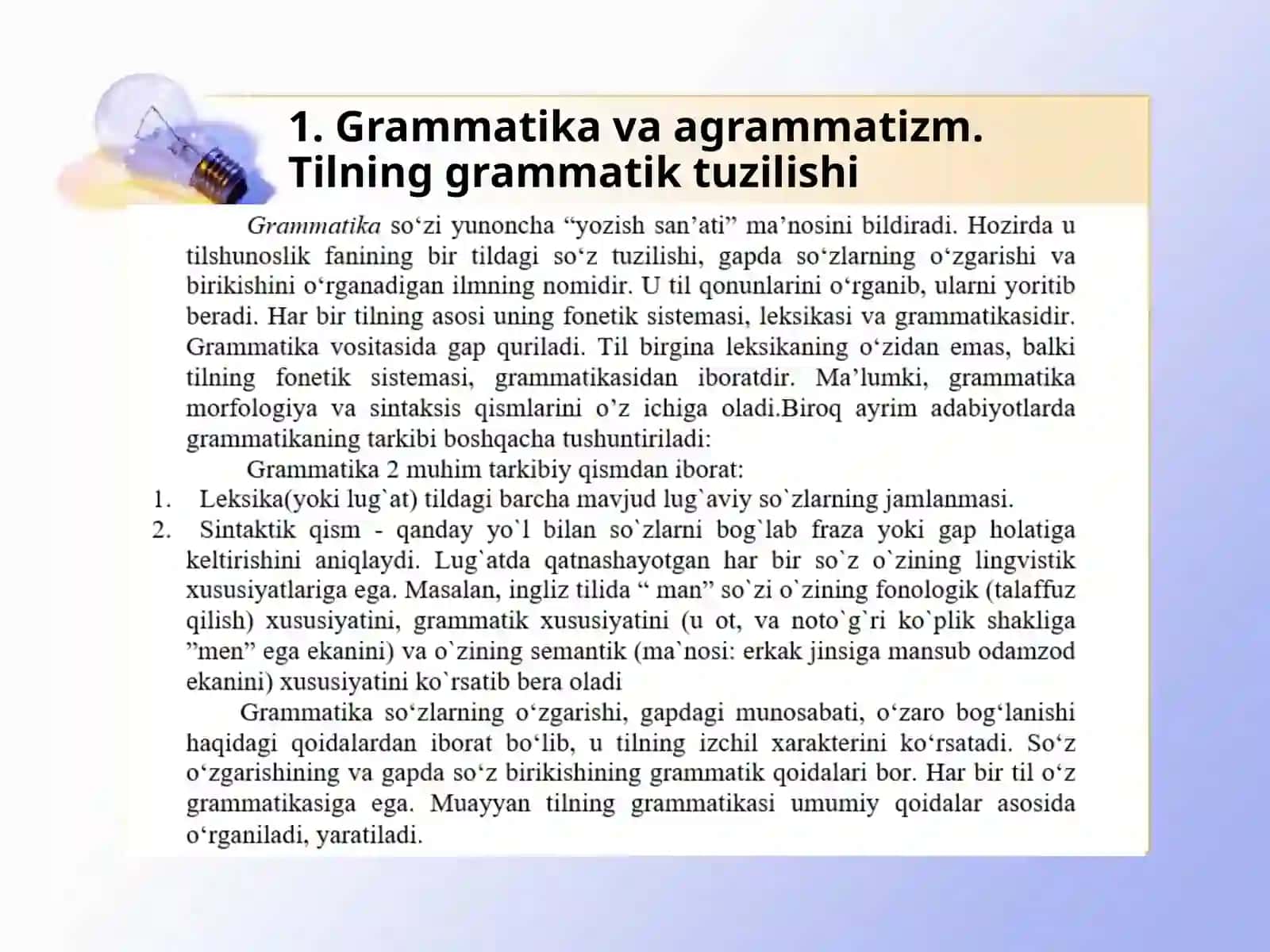 GRAMMATIKA. MORFOLOGIYA VA SINTAKSIS 3