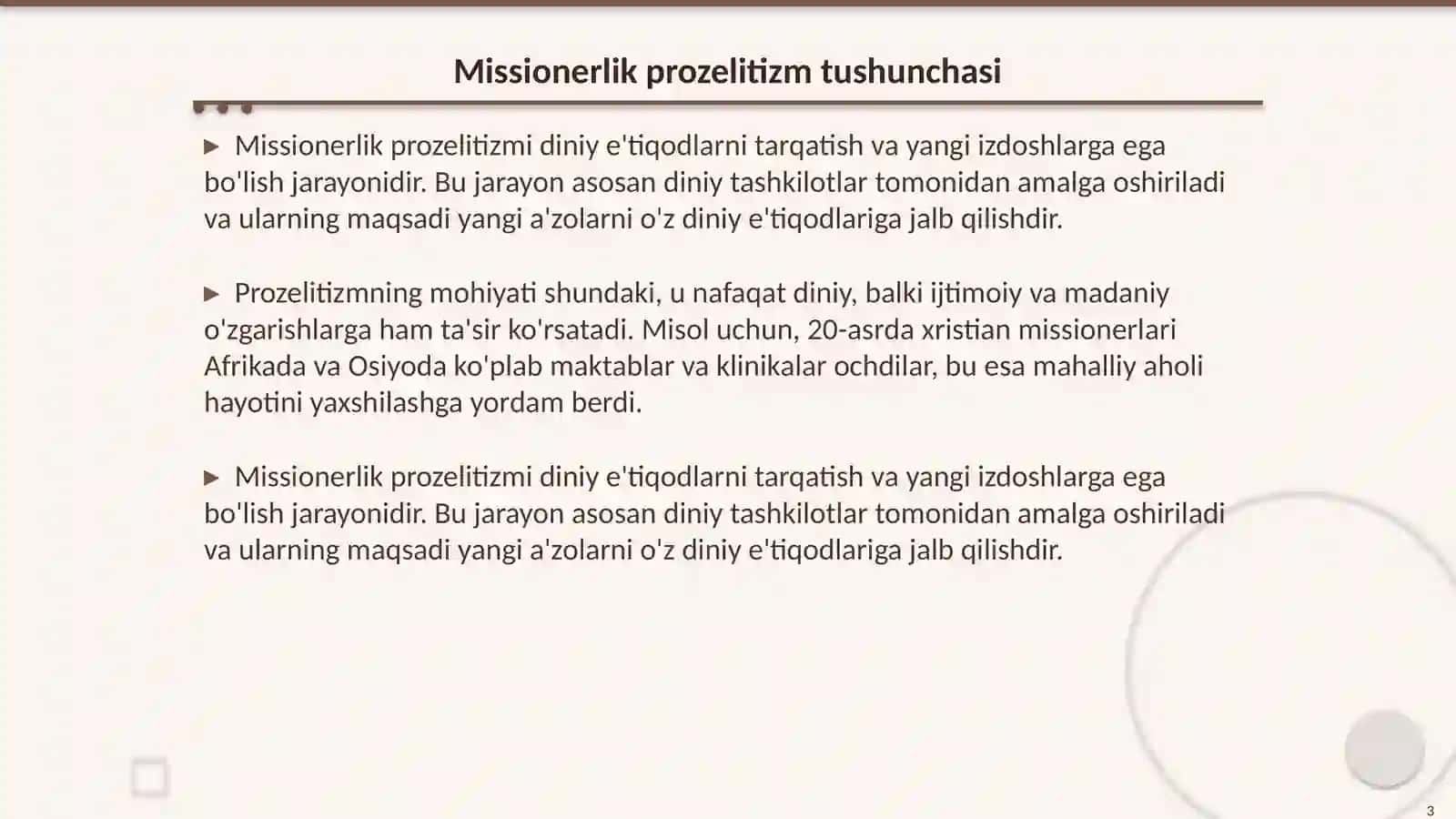 Missionerlik prozelitizm tushunchasi 3