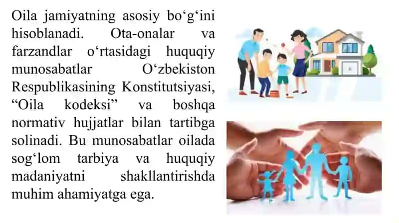 Ota-onalar va farzandlarning huquqiy burch, majburiyatlari. 3
