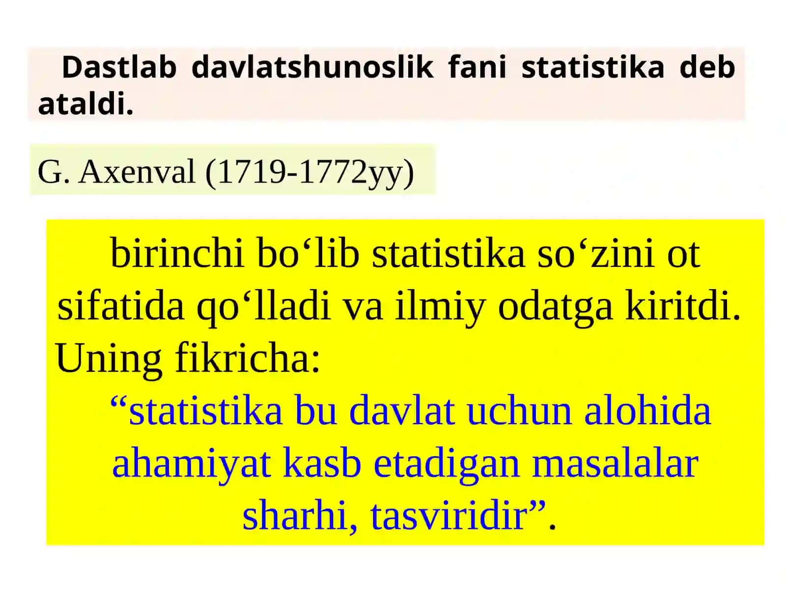 Statistika fanining predmeti va uslubiReja 3