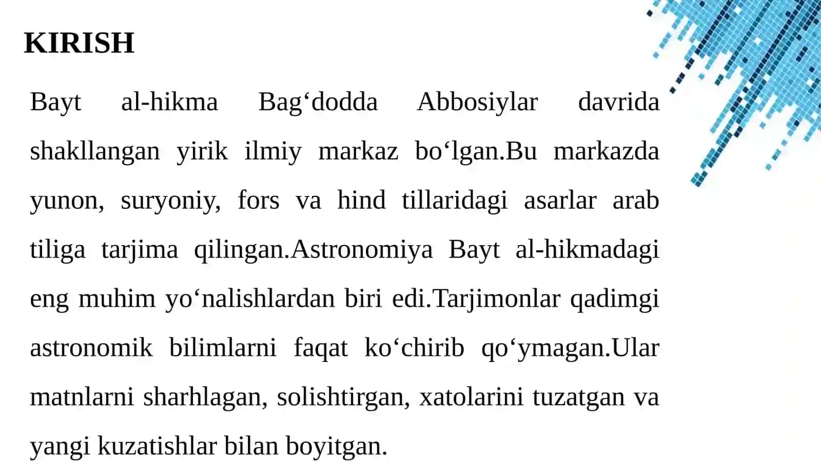 Bayt al-hikmada arab tiliga tarjima qilingan astronomiyaga oid asarlar 3