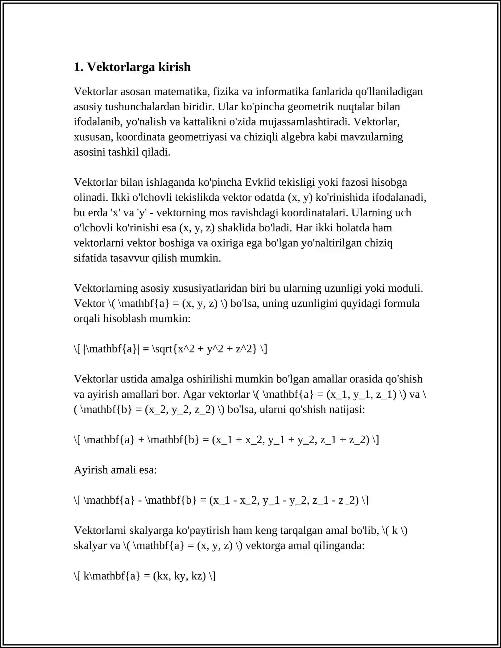 VEKTORLARNI TASHKIL ETISH 3