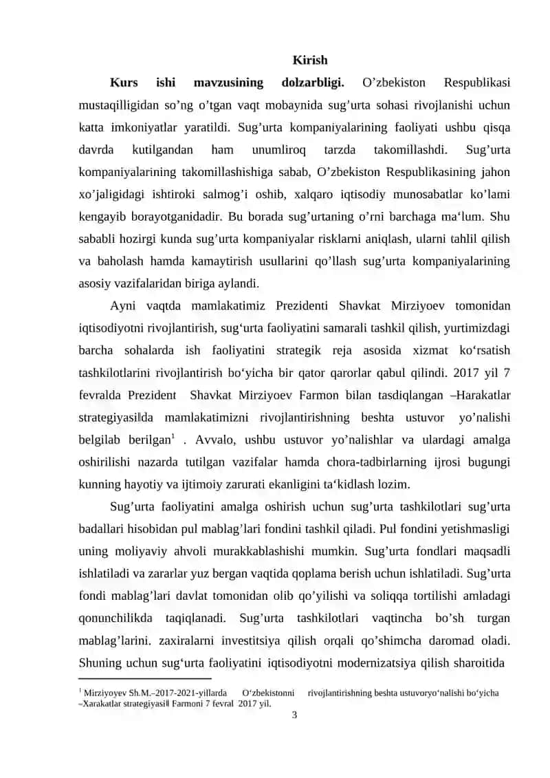 Sug'urta tashkilotining iqtisodiyotida va uni moliyaviy barqarorligi 3