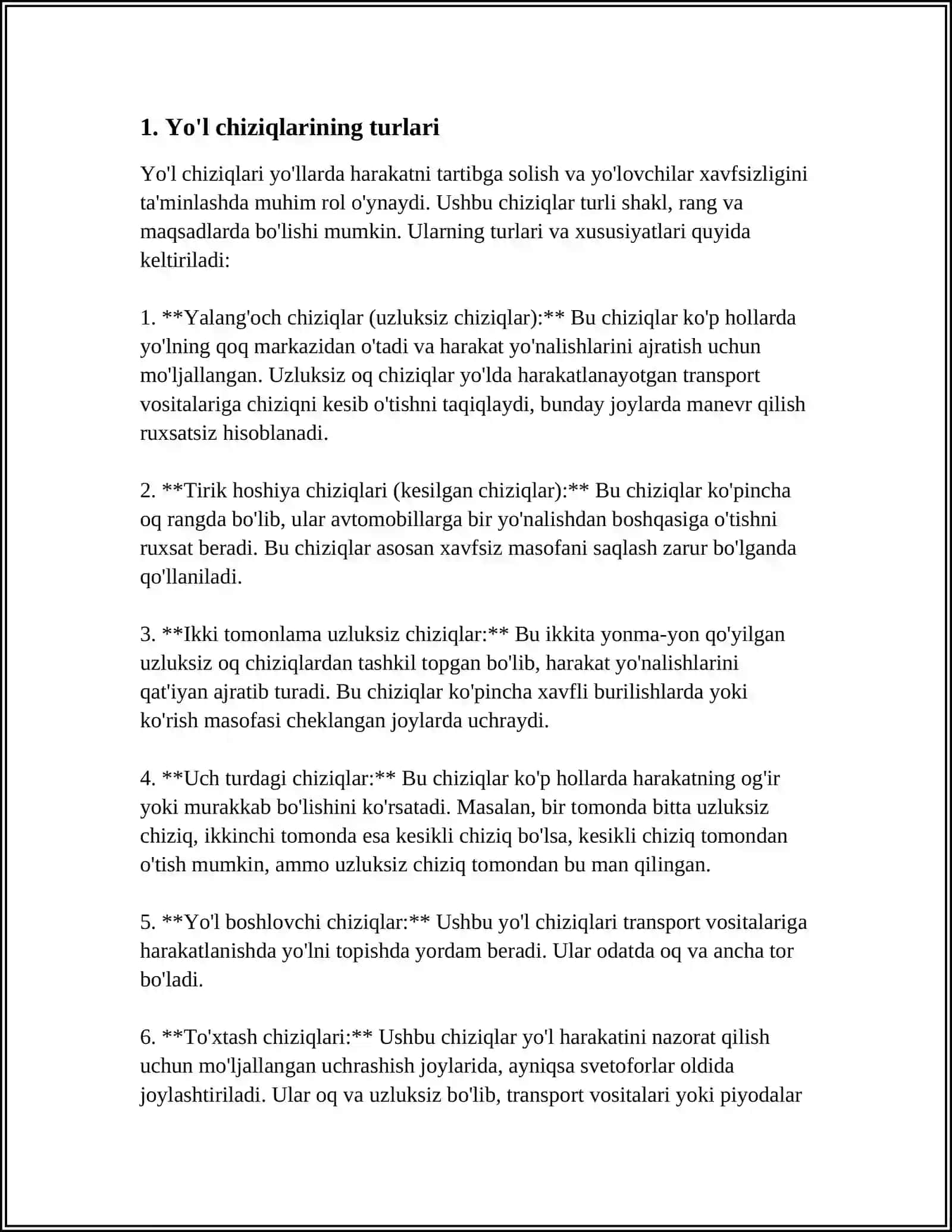 YO'L CHIZIQLARINI ANIQLASH TIZIMI 3