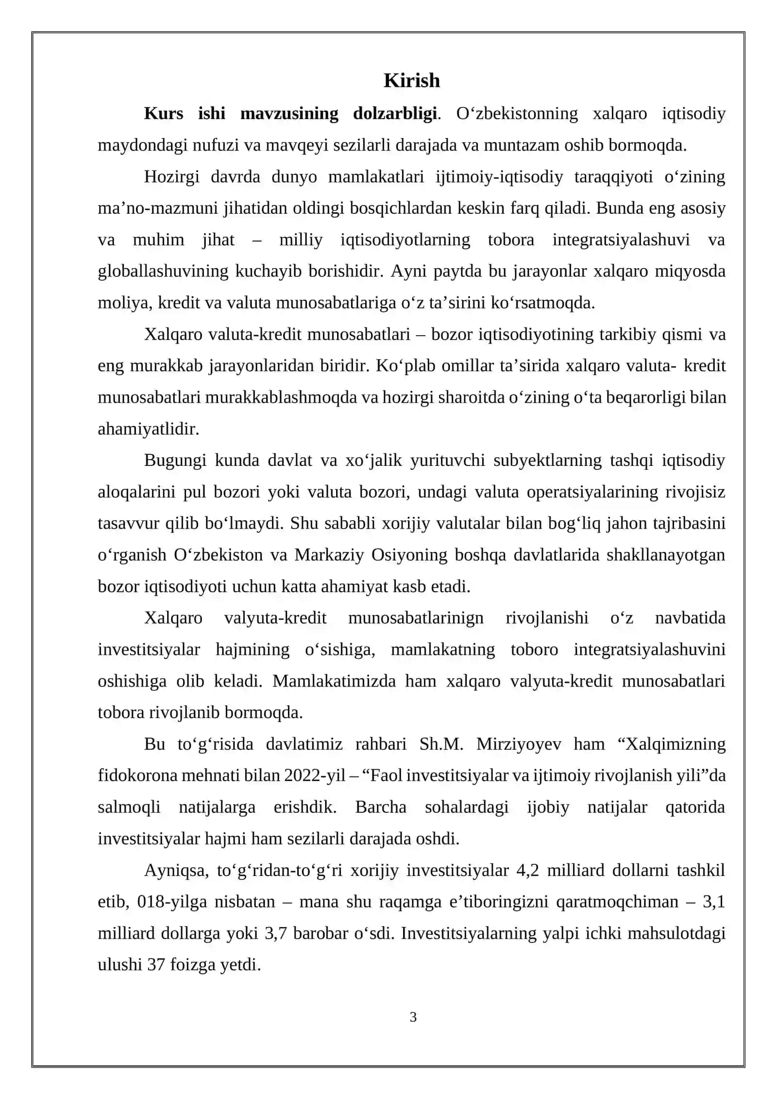 VALYUTA MUNOSABATLARİ KURS ISHI 3