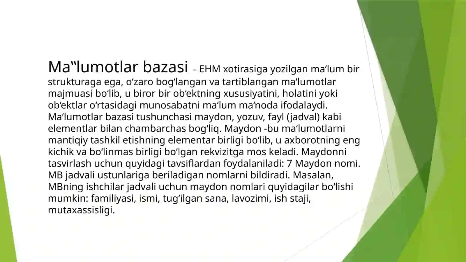 Malumotlar bazasi 3