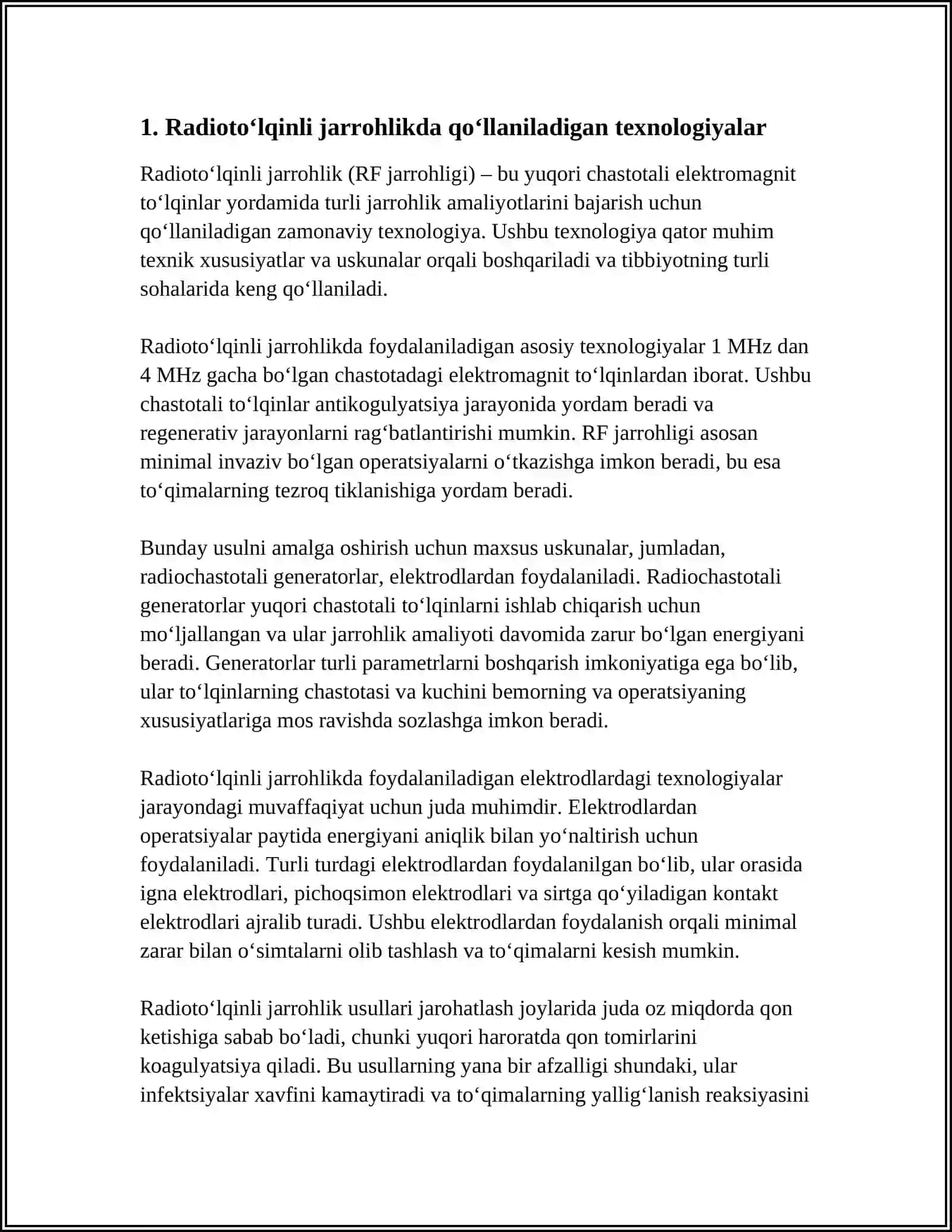 RADIOTOʻLQINLI JARROHLIK.BIOFIZIKA 3