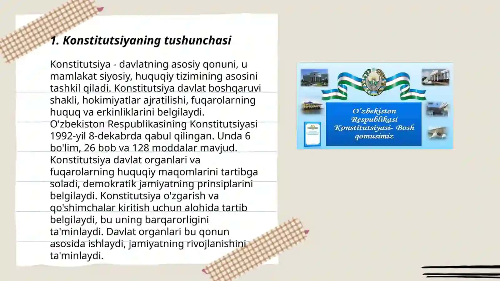 Konstitutsiya tushunchasi mohiyati va belgilari. Konstitutsiyalarning funksiyalari va turlari 3