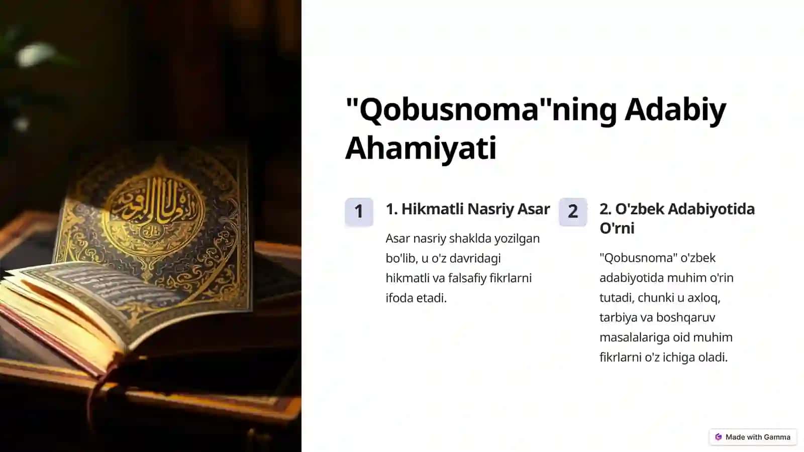 Qobusnoma: Barkamol Inson Tarbiyasi 3