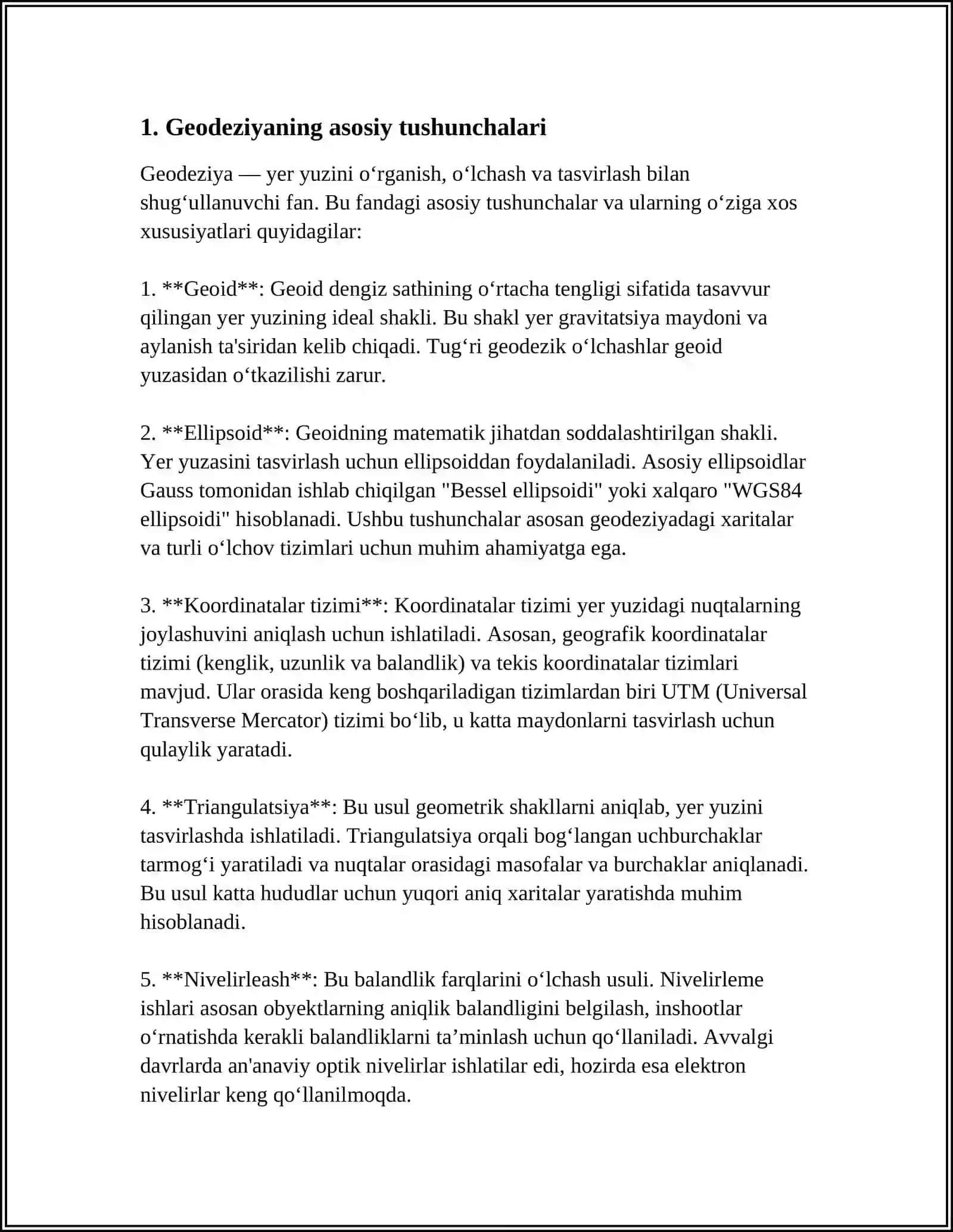 GEODEZIK MASALALAR HAQIDA 3