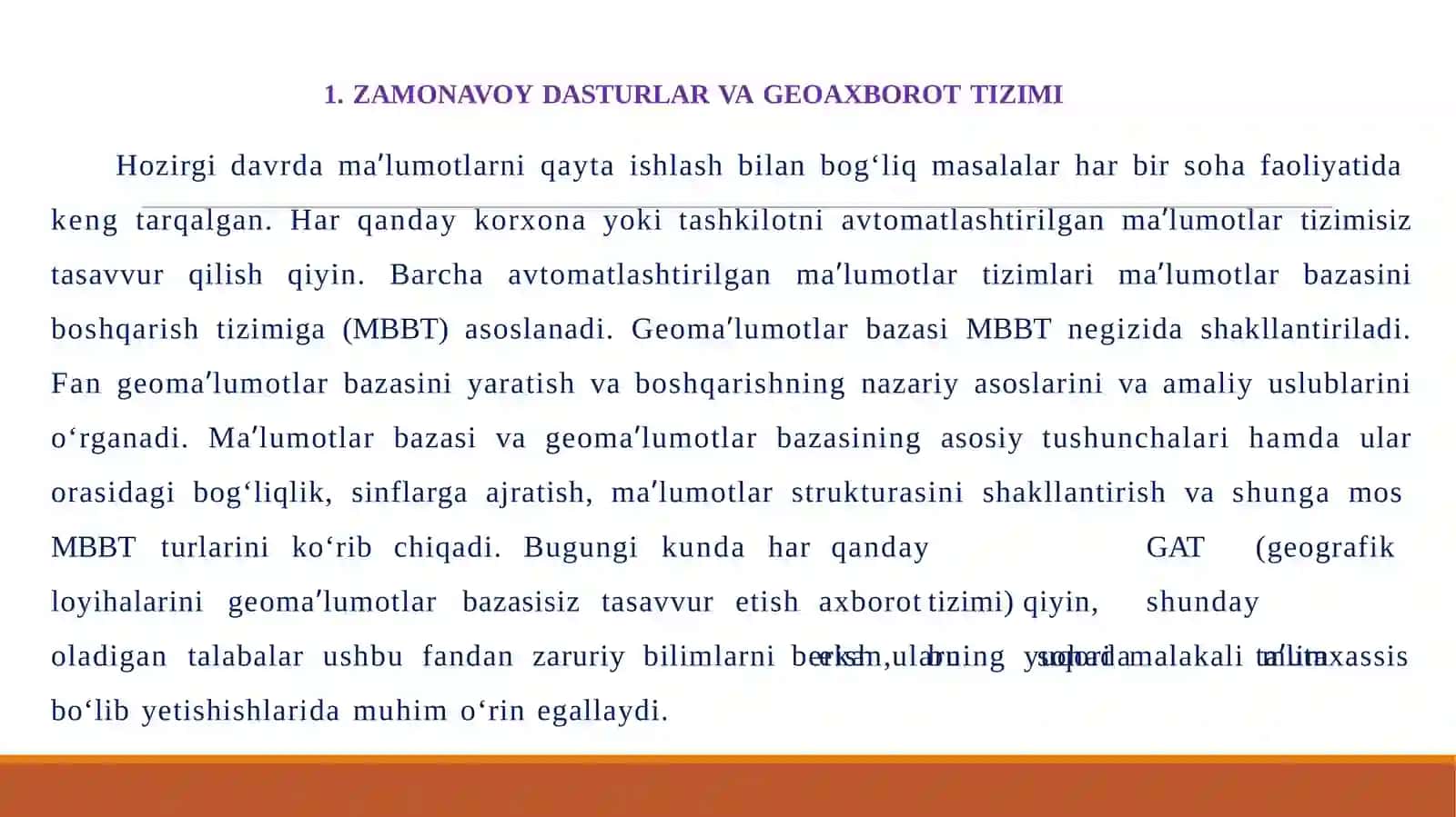 ZAMONAVOY DASTURLAR VA GEOAXBOROT TIZIMI 3
