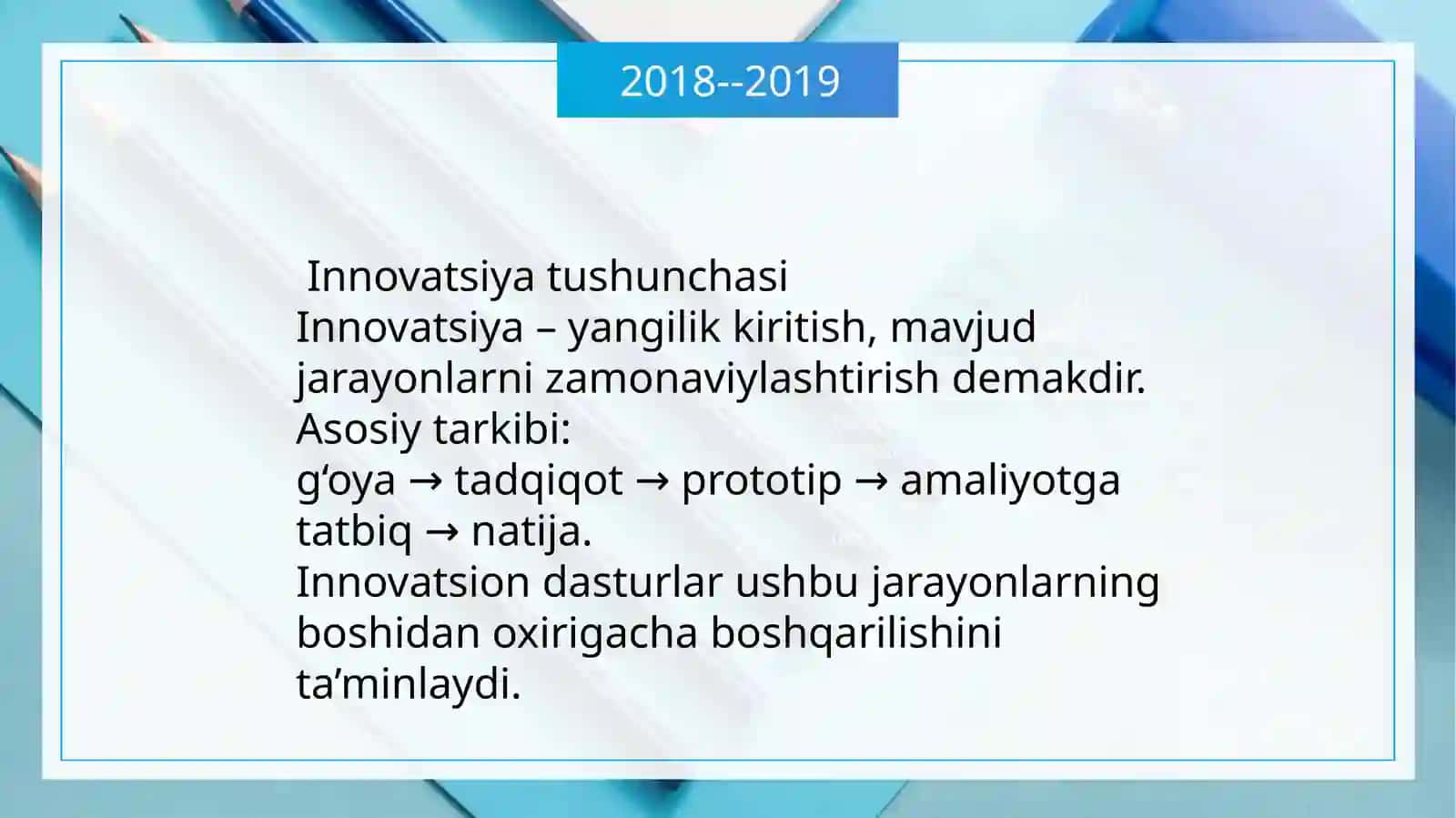 INNOVATSION DASTURLAR VA ULARNI AMALGA OSHIRISH 3