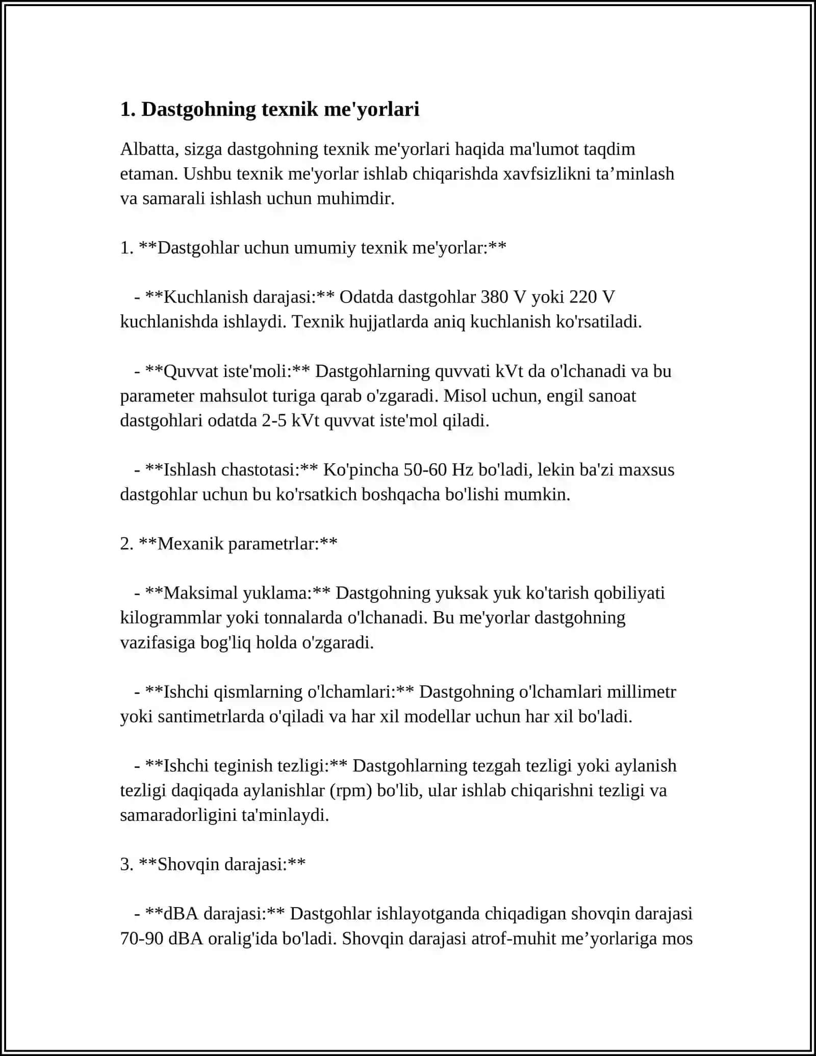 Dastgohning Texnik Me'yorlari 3