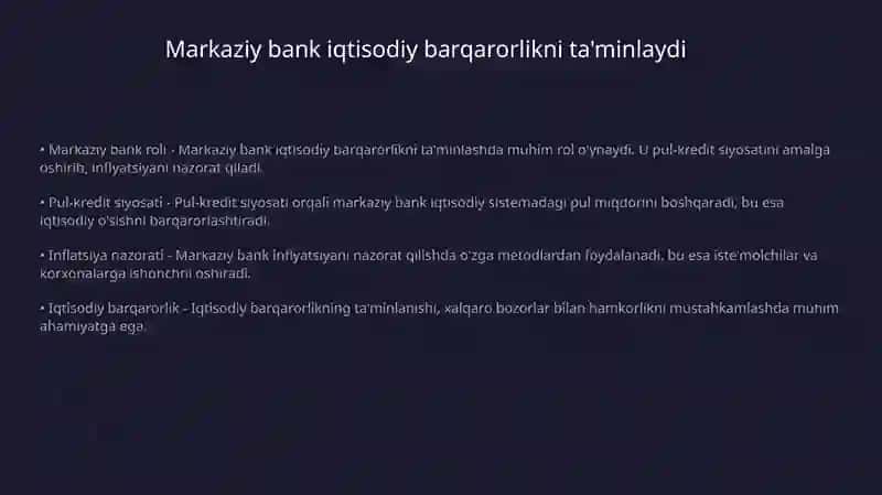Markaziy bank faoliyati vazifalari 3