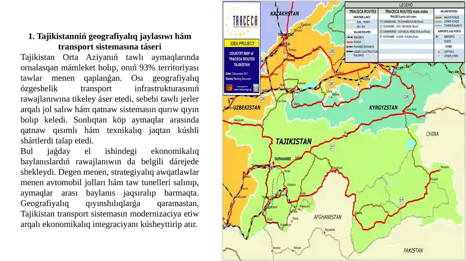 Tajikistanniñ transporti hám ekonomikalıq baylanıslari teması 3