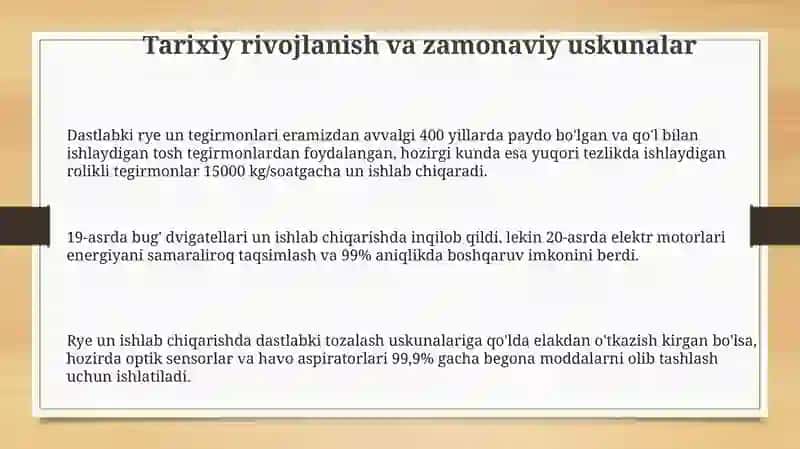 Javdar uni ishlab chiqarishning apparaturaviy texnalogiyasi 3