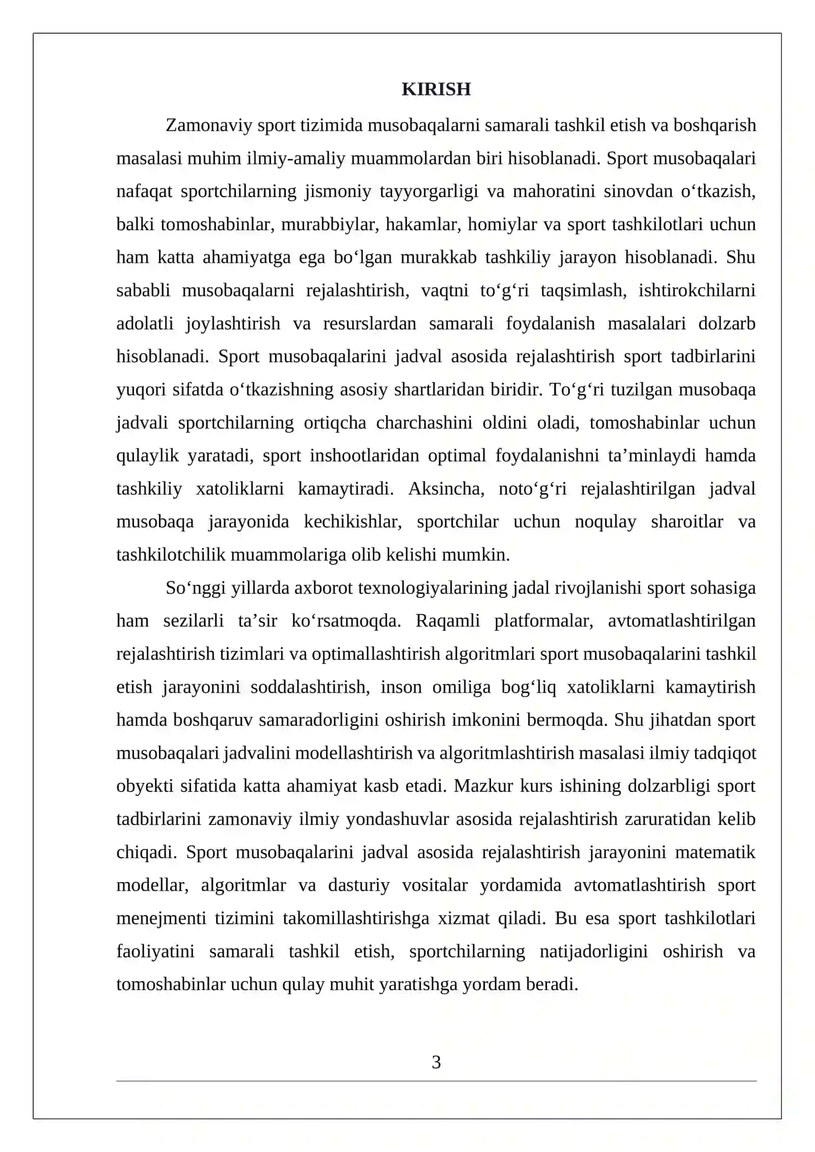 Sport musobaqalari jadvali 3