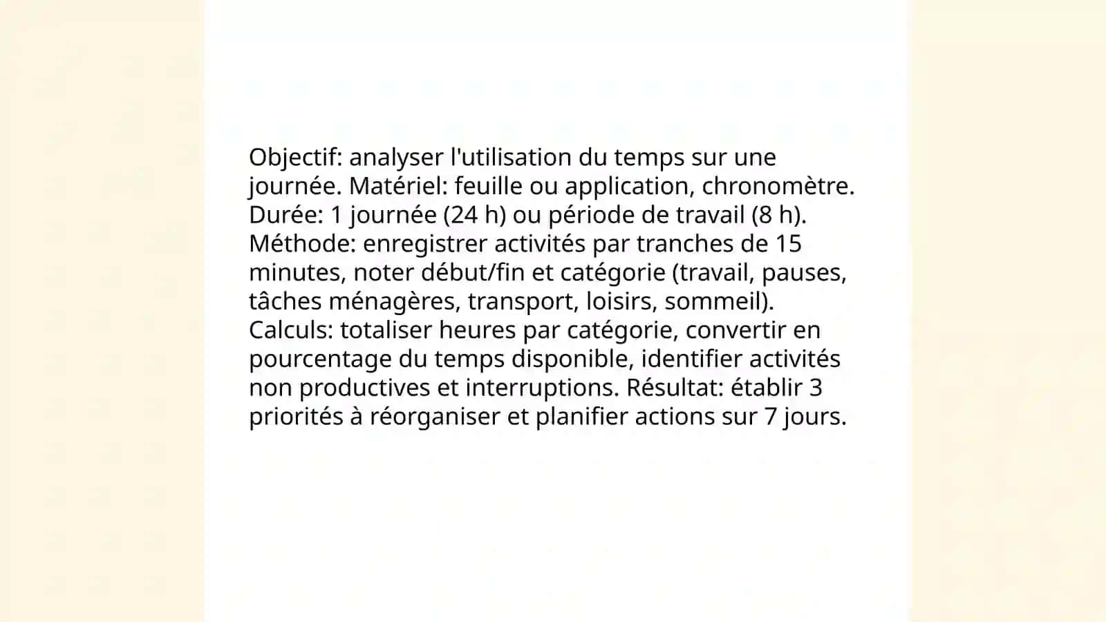Exercices de gestion du temps 3
