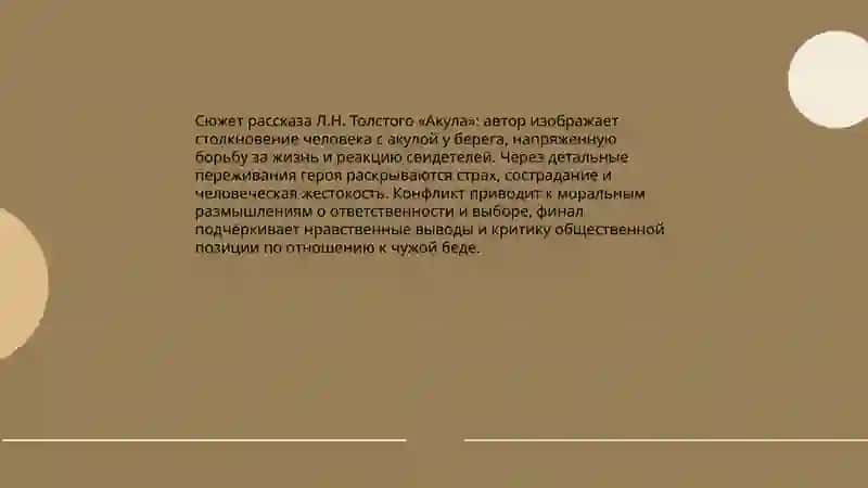 Сюжет рассказа Л.Н. Толстого «Акула» 3