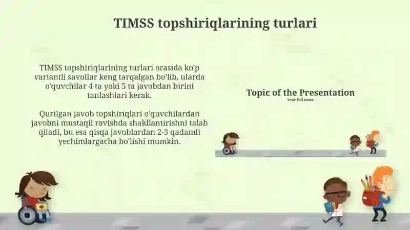 TIMSS topshiriqlari turlari va ularning tuzilmasi 3