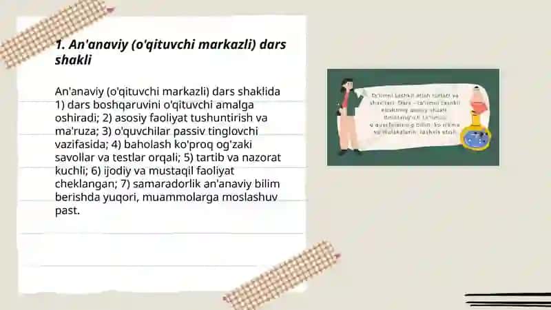 Dars-tal'imni tashkil etishni asosiy shakli 3