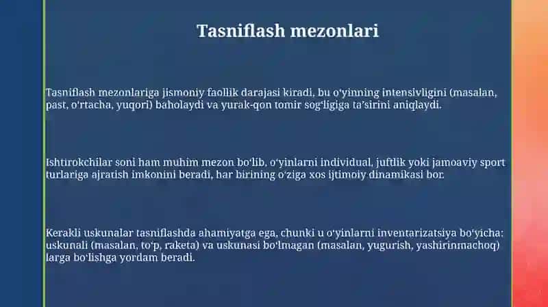 Harakatli o‘yinlarni turkumlari 3