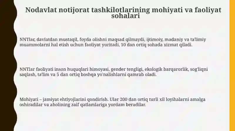 O'zbekistonda Nodavlat Notijorat Tashkilotlarining Faoliyati 3