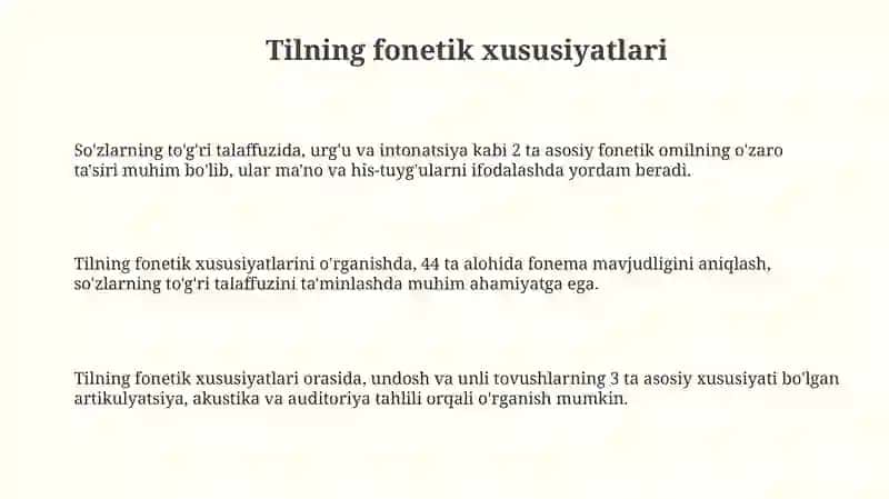 Tilning fonetik xususiyatlari 3