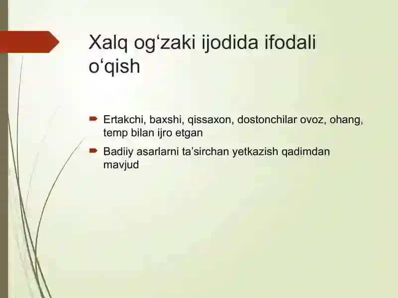 Ifodali o'qish praktikumi fani uchun ma'ruza 3