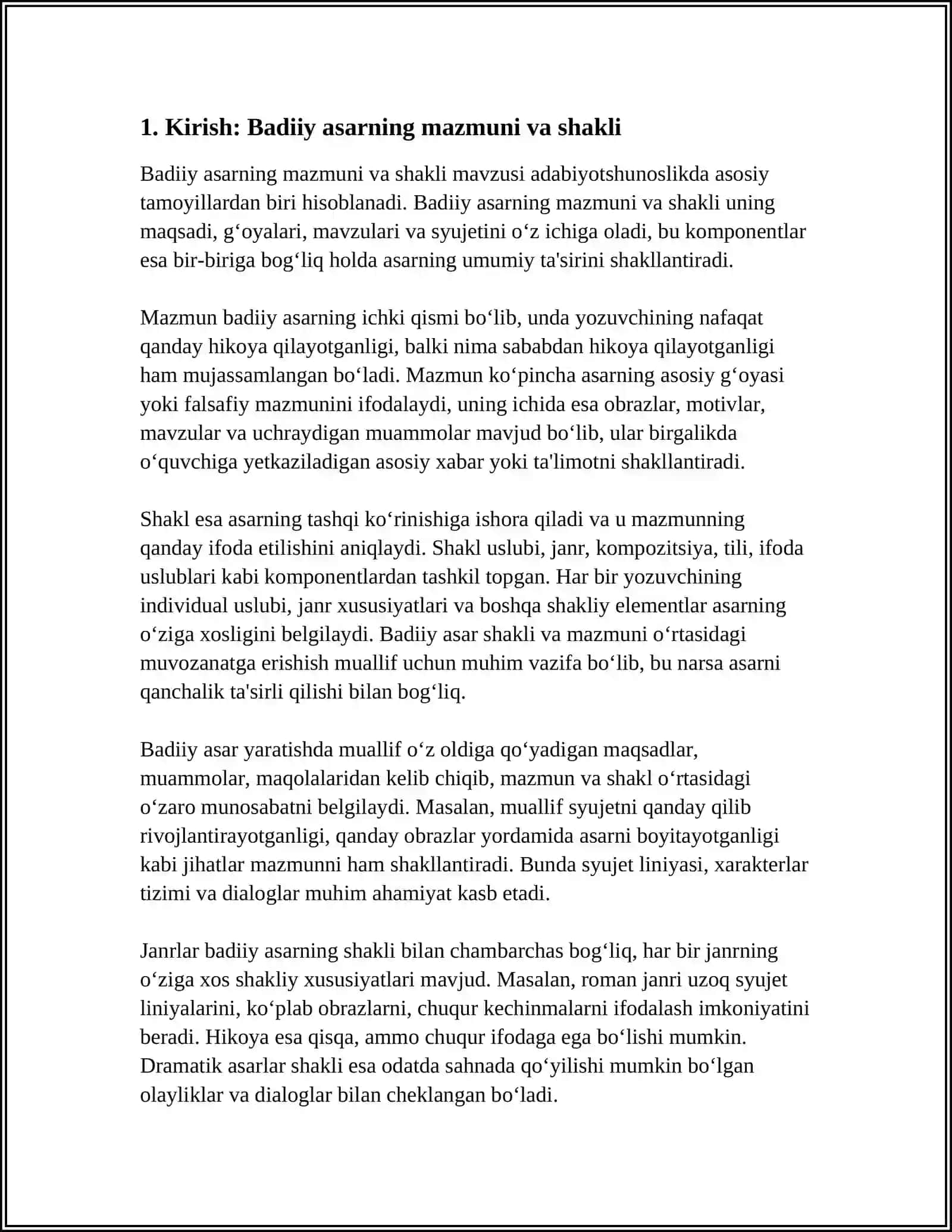 MUSTAQIL ISH Mavzu: BADIIY ASARNING TARKIBIY QISMLARI 3