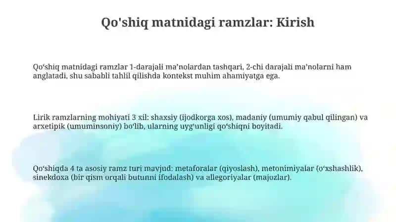Lirik qo'shiqlarlardagi ramzlar 3